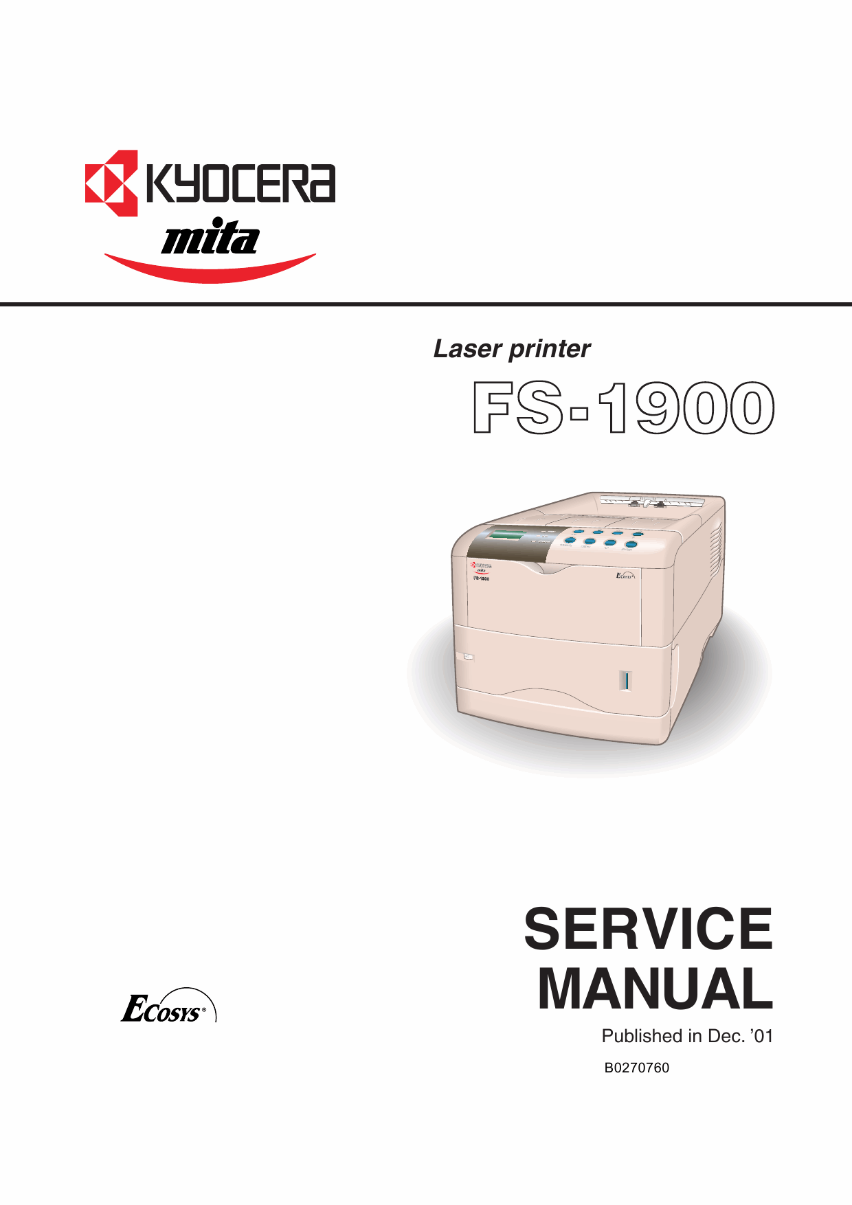 KYOCERA LaserPrinter FS-1900 Parts and Service Manual-1